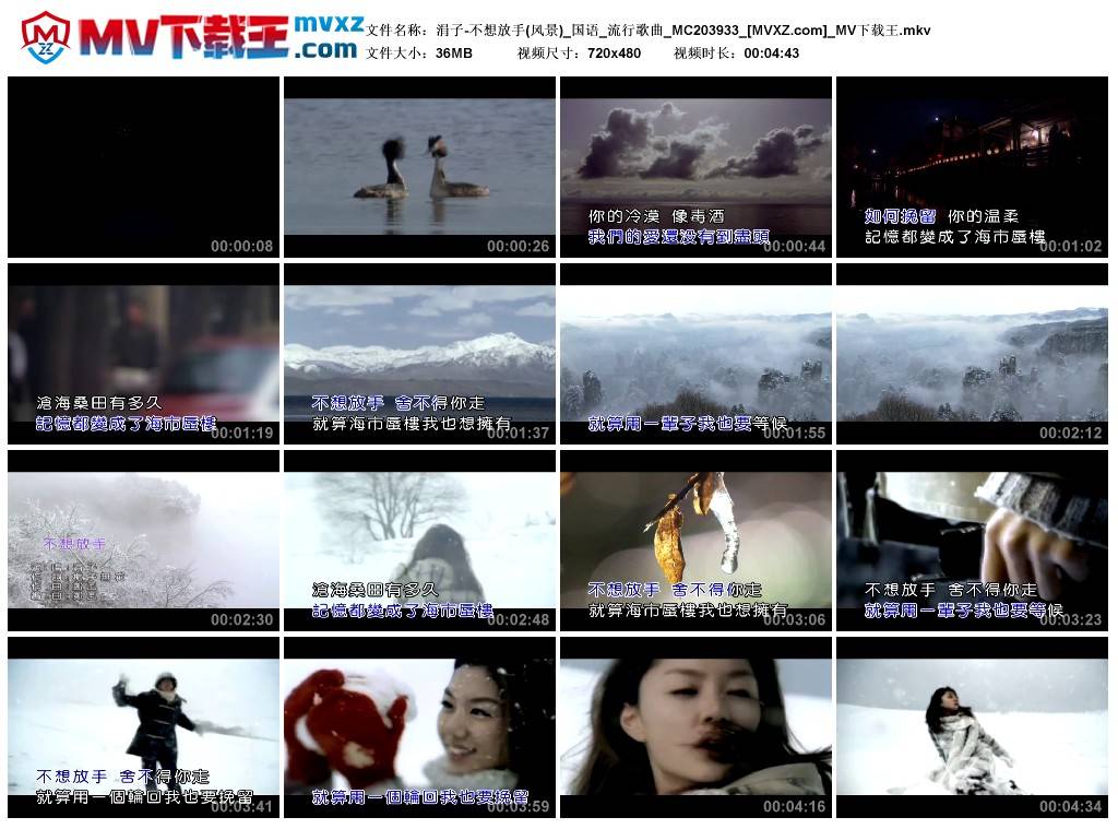 涓子-不想放手(风景)_国语_流行歌曲_MC203933